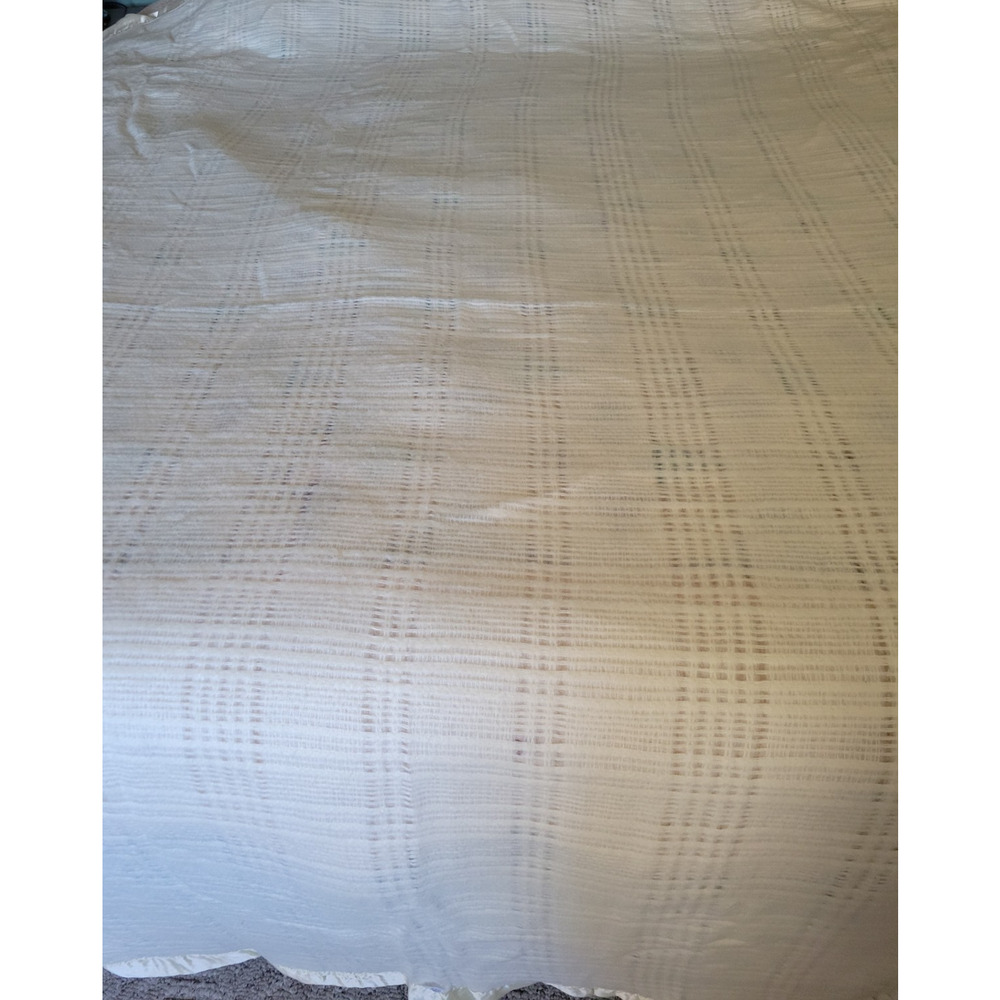 Vintage Light Yellow Blanket Soft Woven Throw Bedspread Farmhouse Deco 86 x 75"